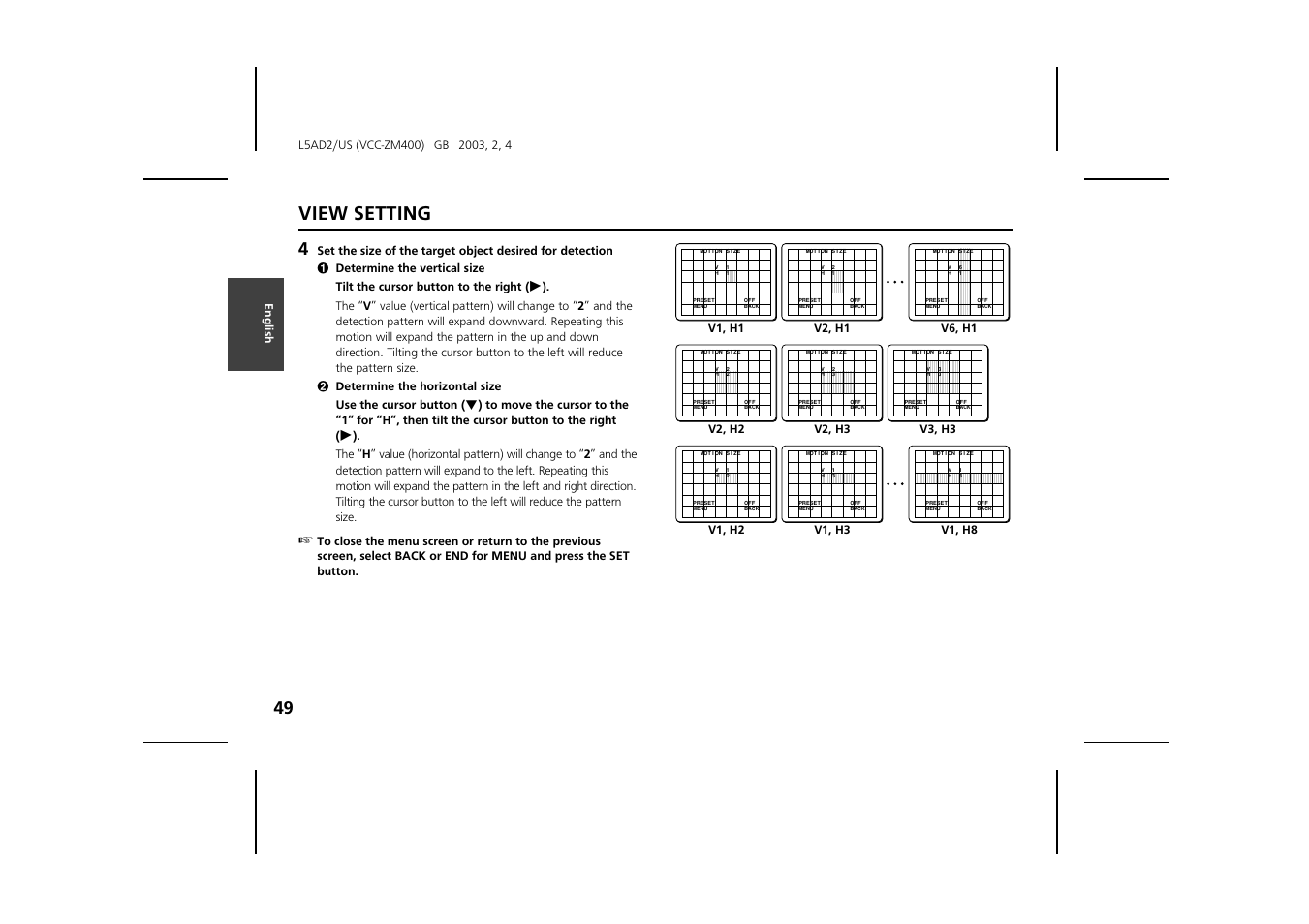 View setting | Sanyo VCC-ZM400 User Manual | Page 50 / 68