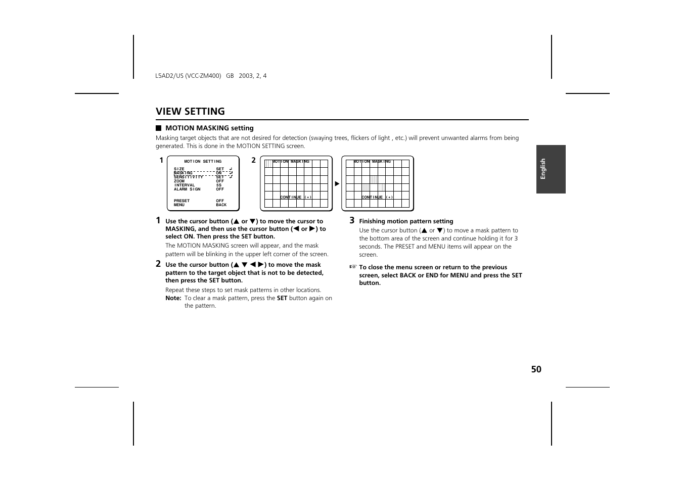 View setting | Sanyo VCC-ZM400 User Manual | Page 51 / 68