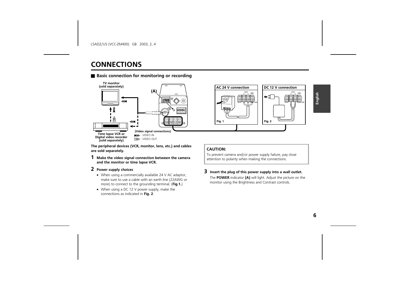 Connections | Sanyo VCC-ZM400 User Manual | Page 7 / 68