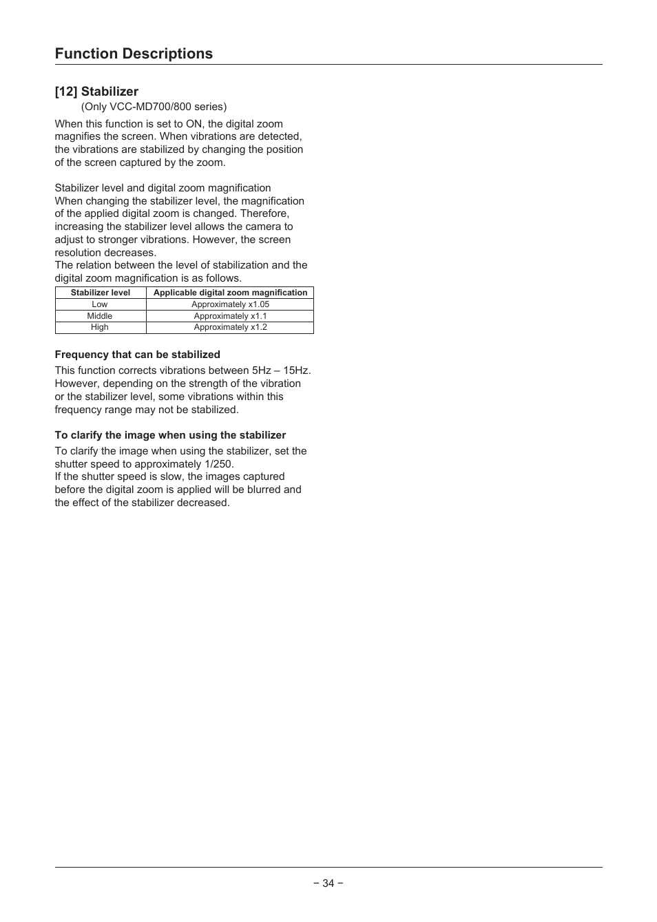 Function descriptions, 12] stabilizer | Sanyo VCC-MD500 User Manual | Page 35 / 42