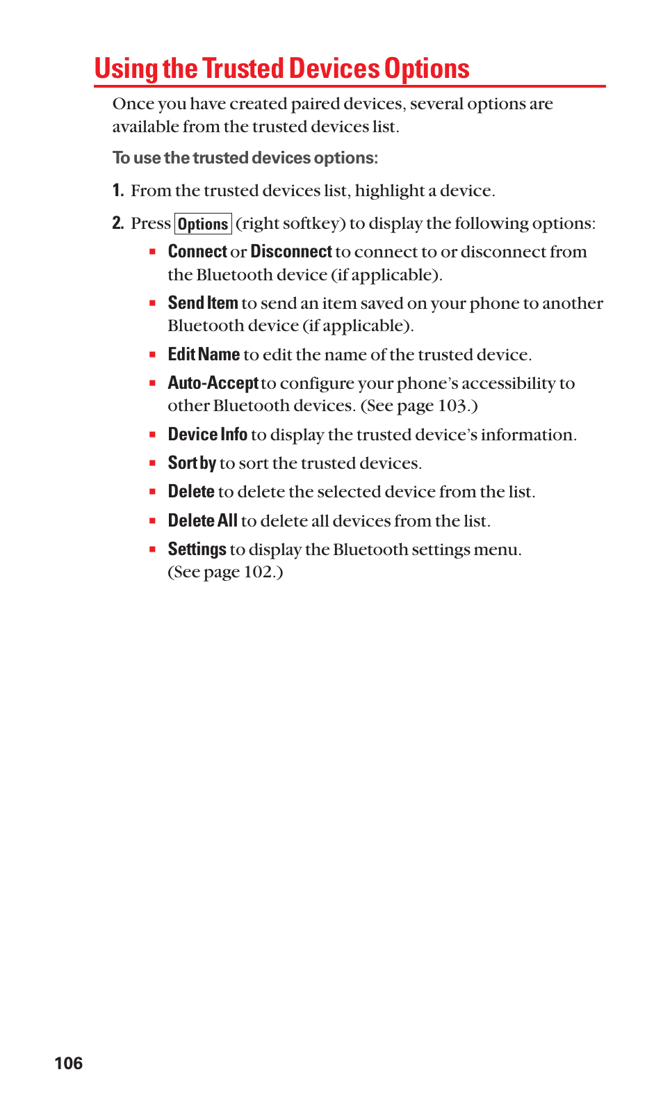 Using the trusted devices options | Sanyo S1 User Manual | Page 114 / 131