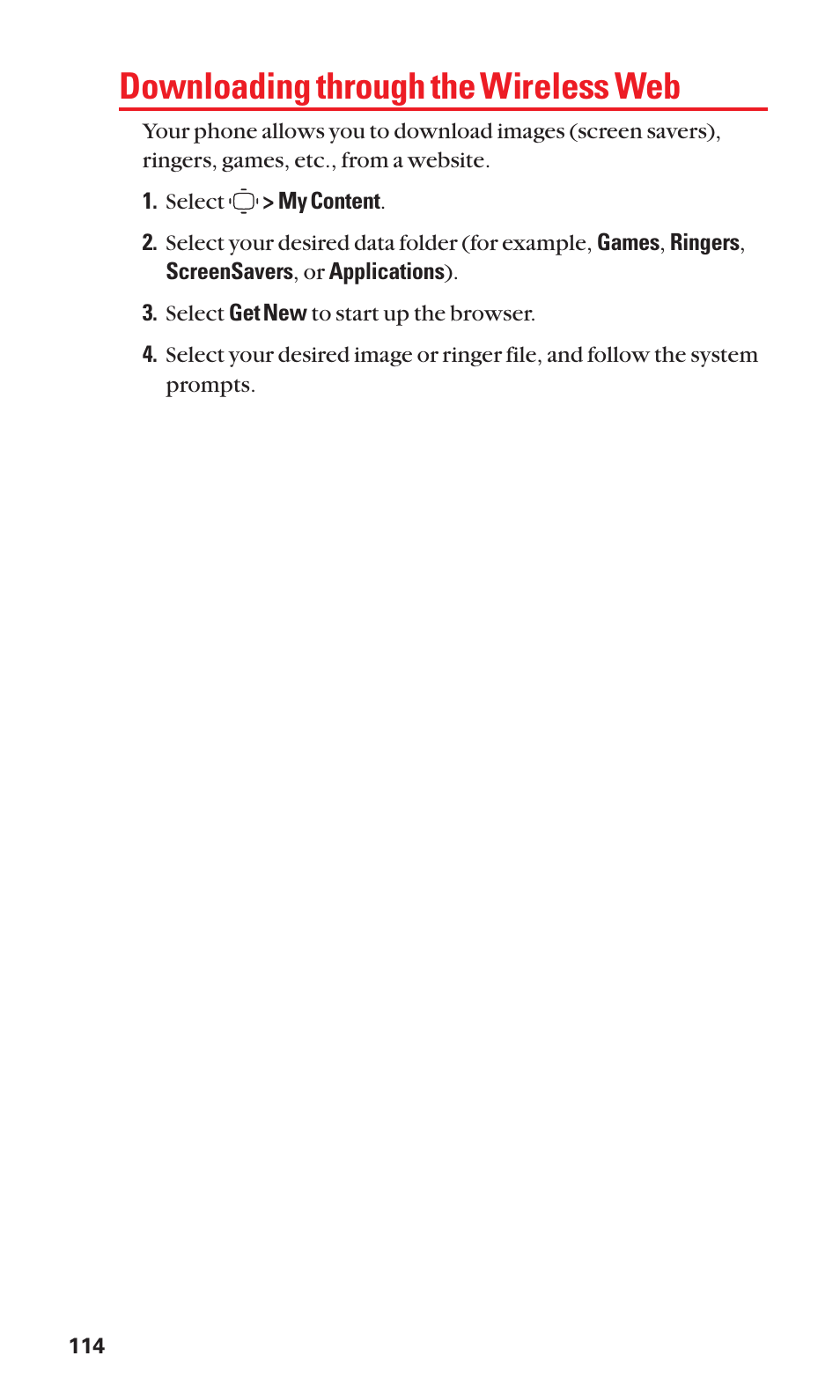 Downloading through the wireless web | Sanyo S1 User Manual | Page 122 / 131