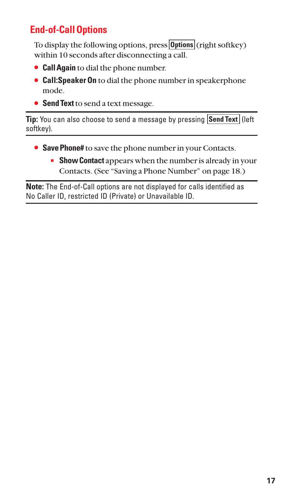 End-of-call options | Sanyo S1 User Manual | Page 25 / 131