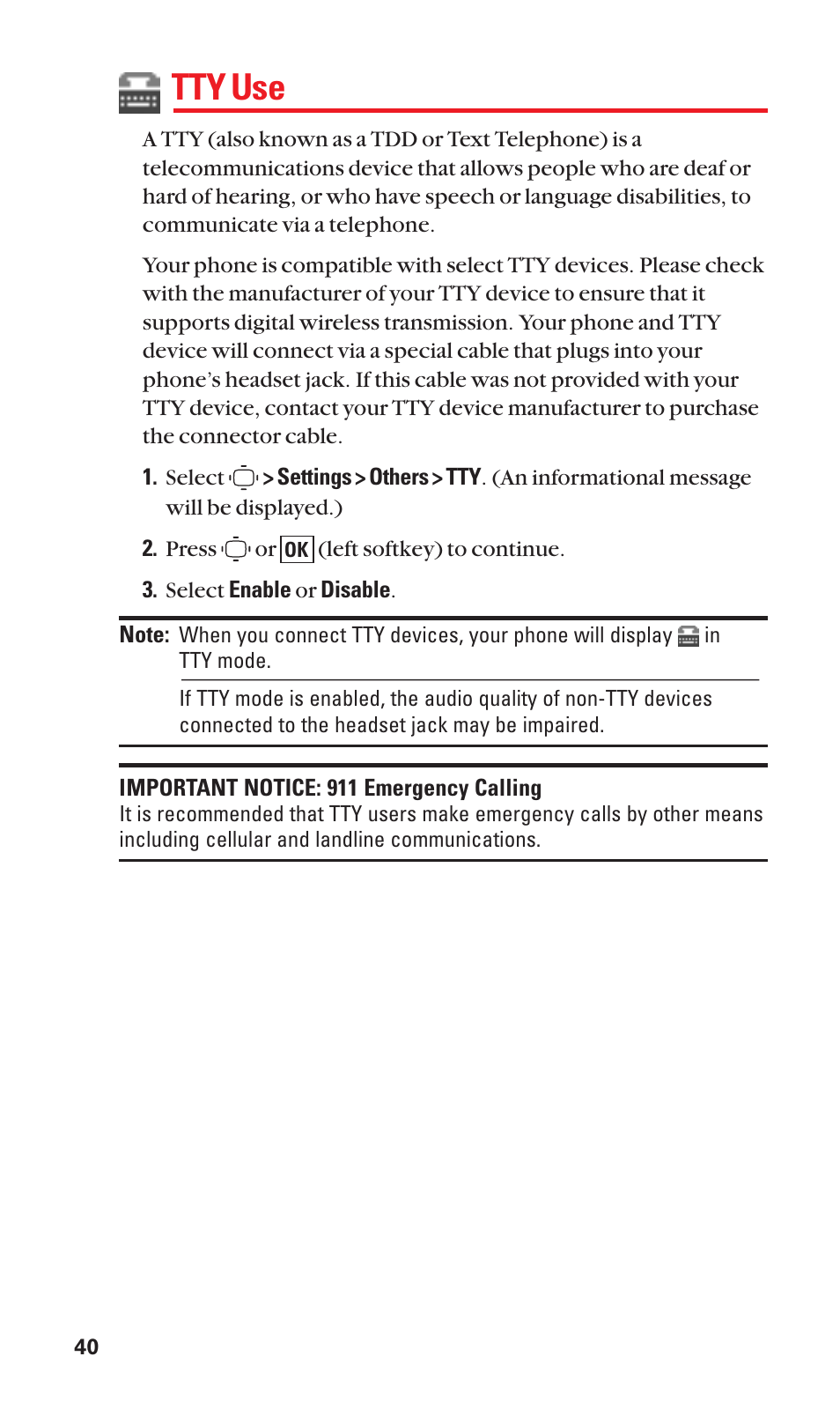 Tty use | Sanyo S1 User Manual | Page 48 / 131