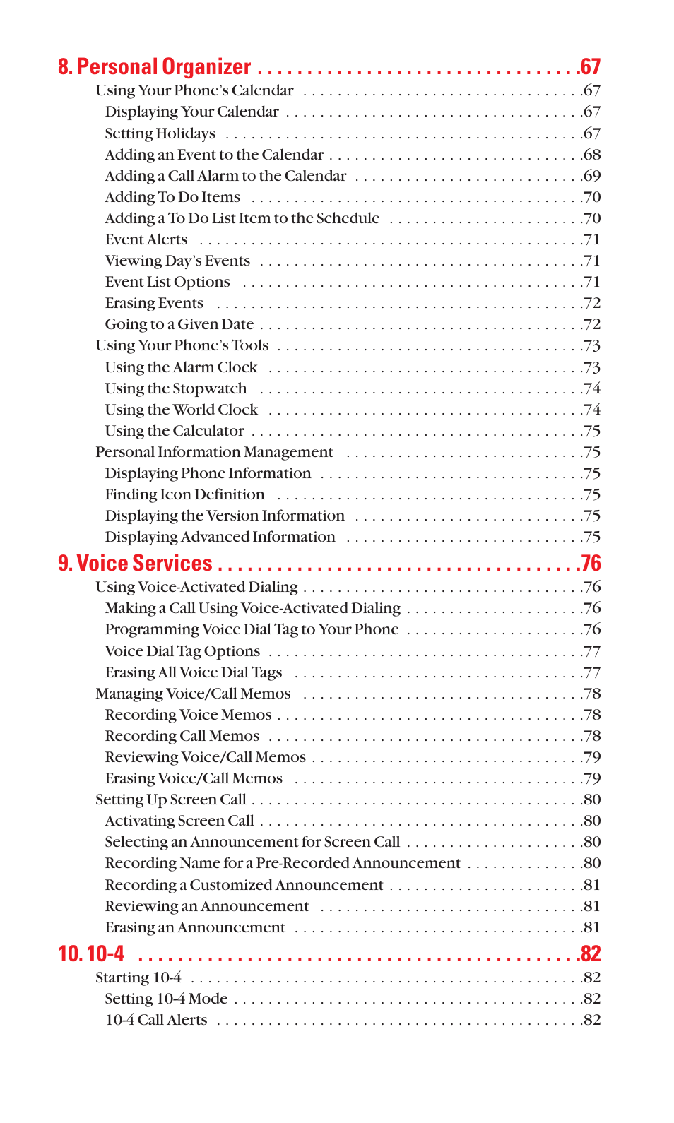 Personal organizer, Voice services | Sanyo S1 User Manual | Page 6 / 131