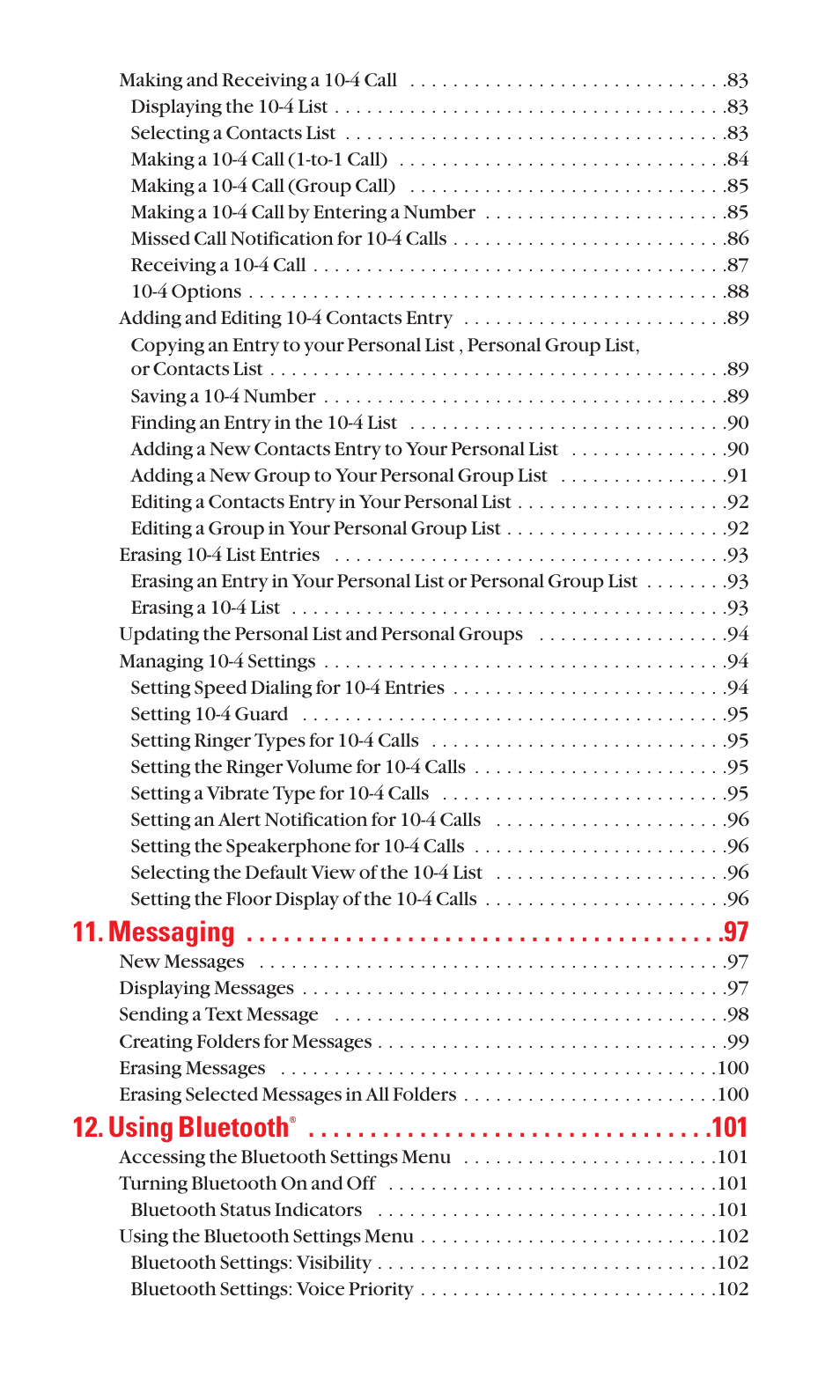 Messaging, Using bluetooth | Sanyo S1 User Manual | Page 7 / 131