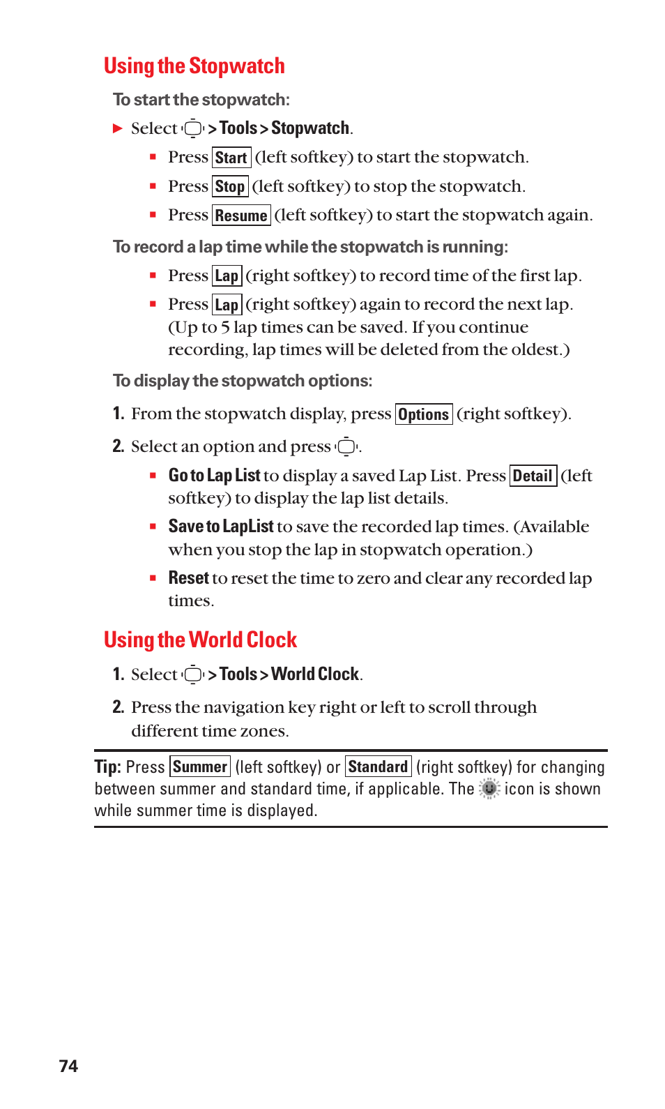 Using the stopwatch, Using the world clock | Sanyo S1 User Manual | Page 82 / 131