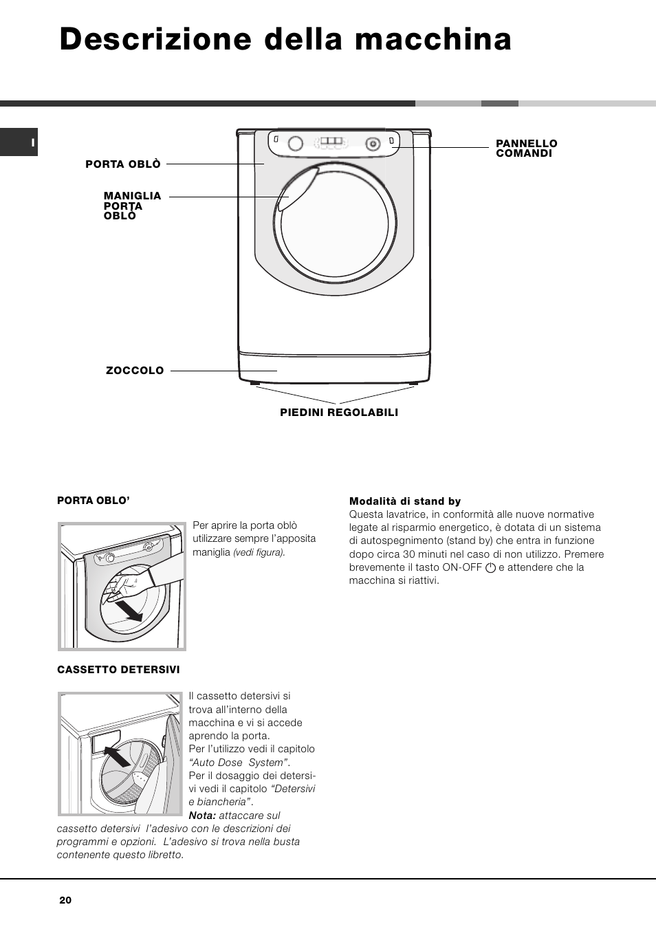 Descrizione della macchina | Hotpoint Ariston AQLF8F 292 U User Manual | Page 20 / 64