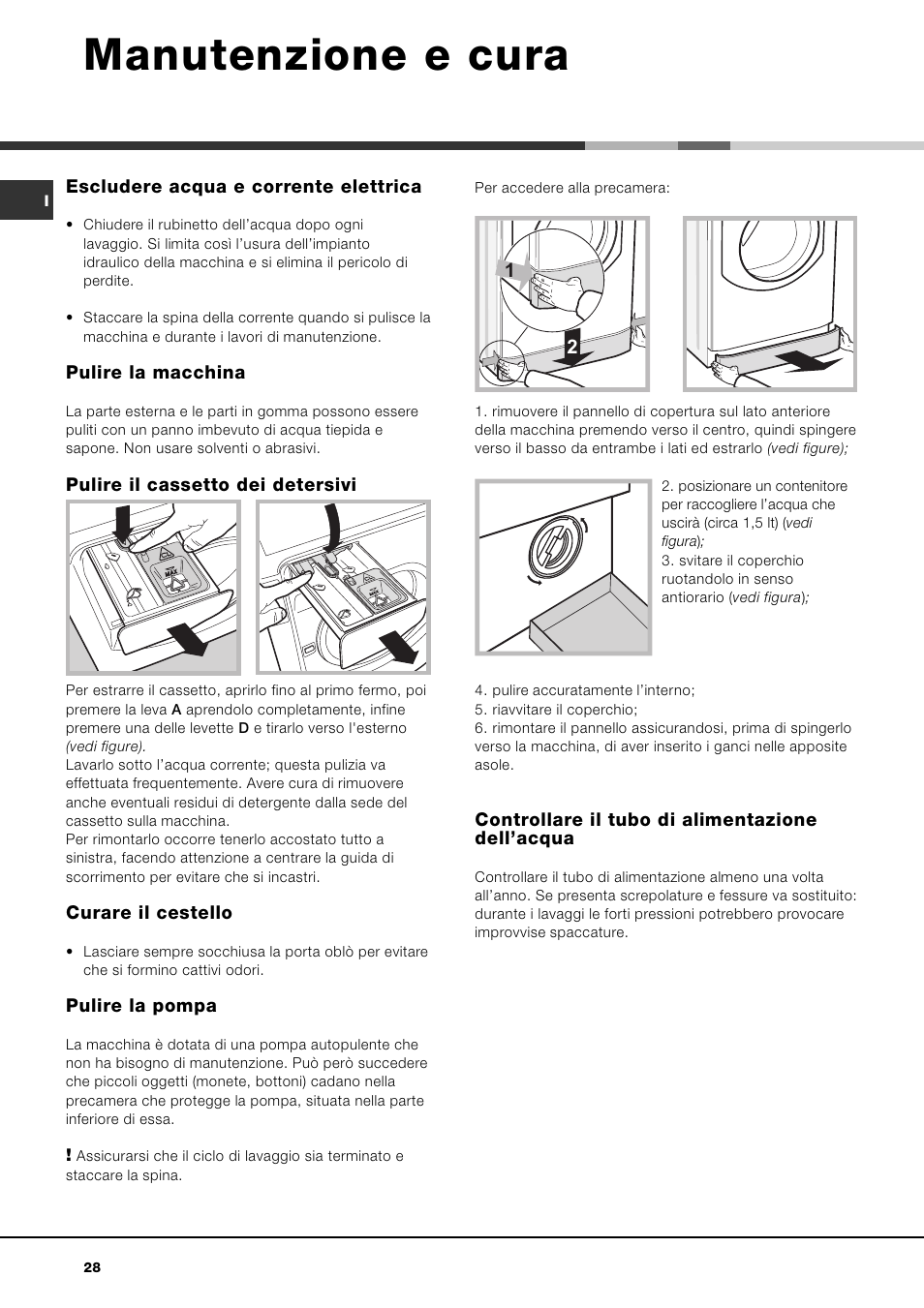 Manutenzione e cura | Hotpoint Ariston AQLF8F 292 U User Manual | Page 28 / 64