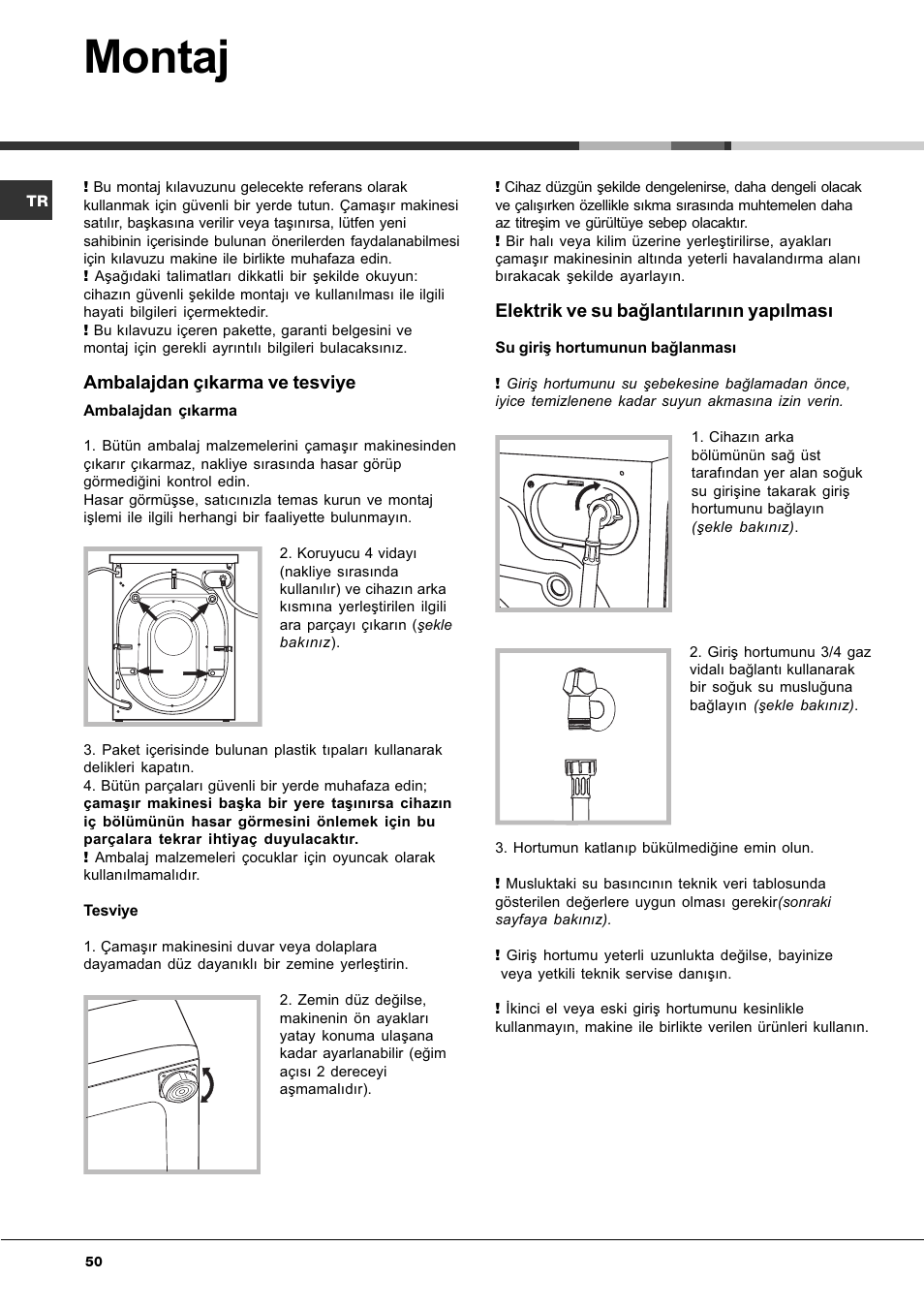 Montaj | Hotpoint Ariston AQLF8F 292 U User Manual | Page 50 / 64