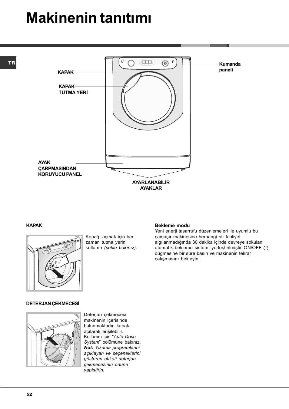 Makinenin tanýtýmý | Hotpoint Ariston AQLF8F 292 U User Manual | Page 52 / 64