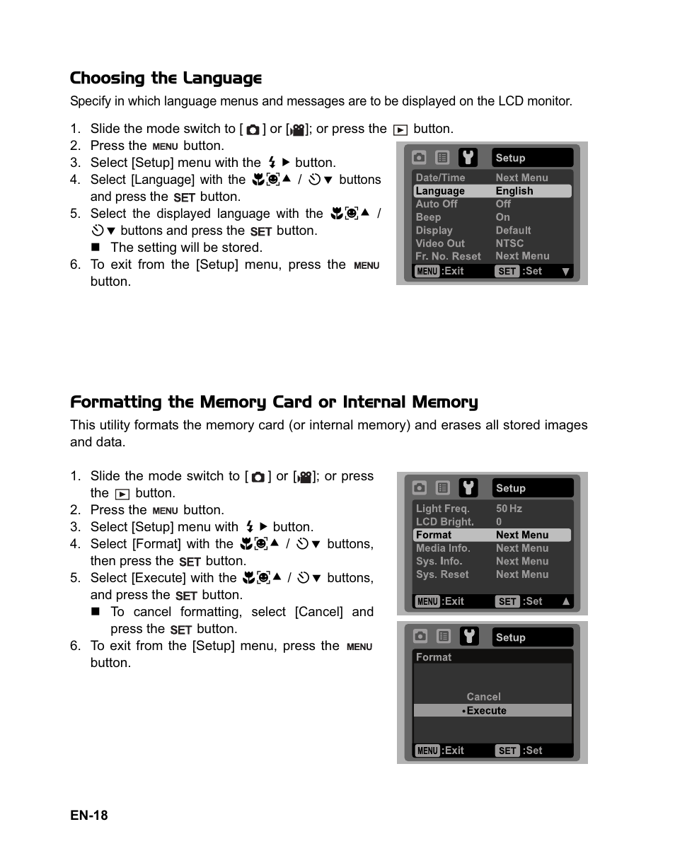 Choosing the language | Sanyo VPC-T1284 User Manual | Page 19 / 48