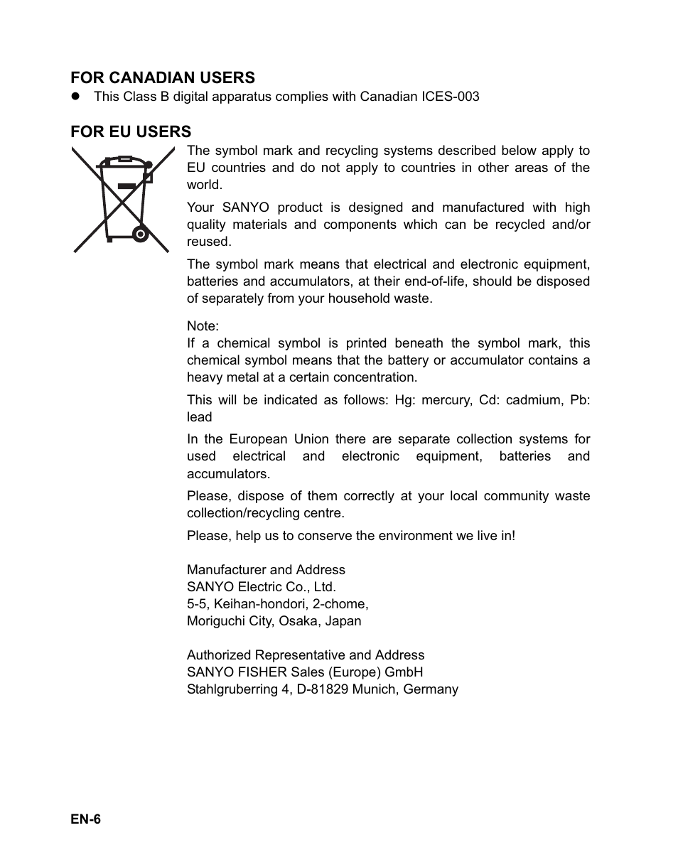 Sanyo VPC-T1284 User Manual | Page 7 / 48
