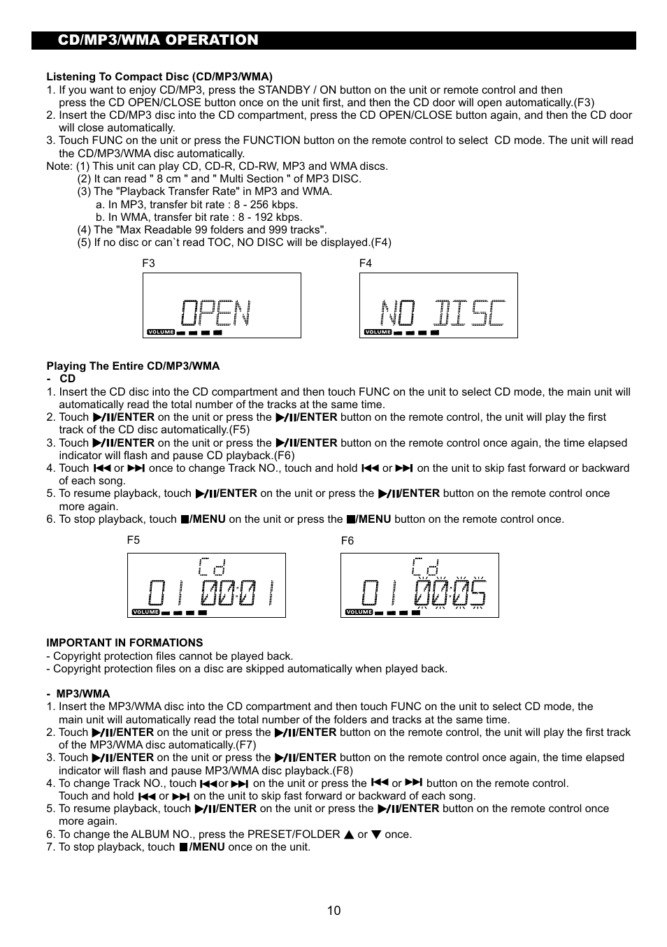 頁面 12, Cd/mp3/wma operation | Sanyo DC-MX41i User Manual | Page 12 / 21