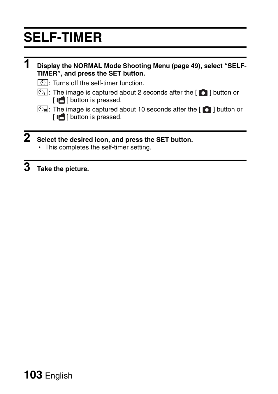 Self-timer | Sanyo Xacti VPC-HD1000 User Manual | Page 120 / 243