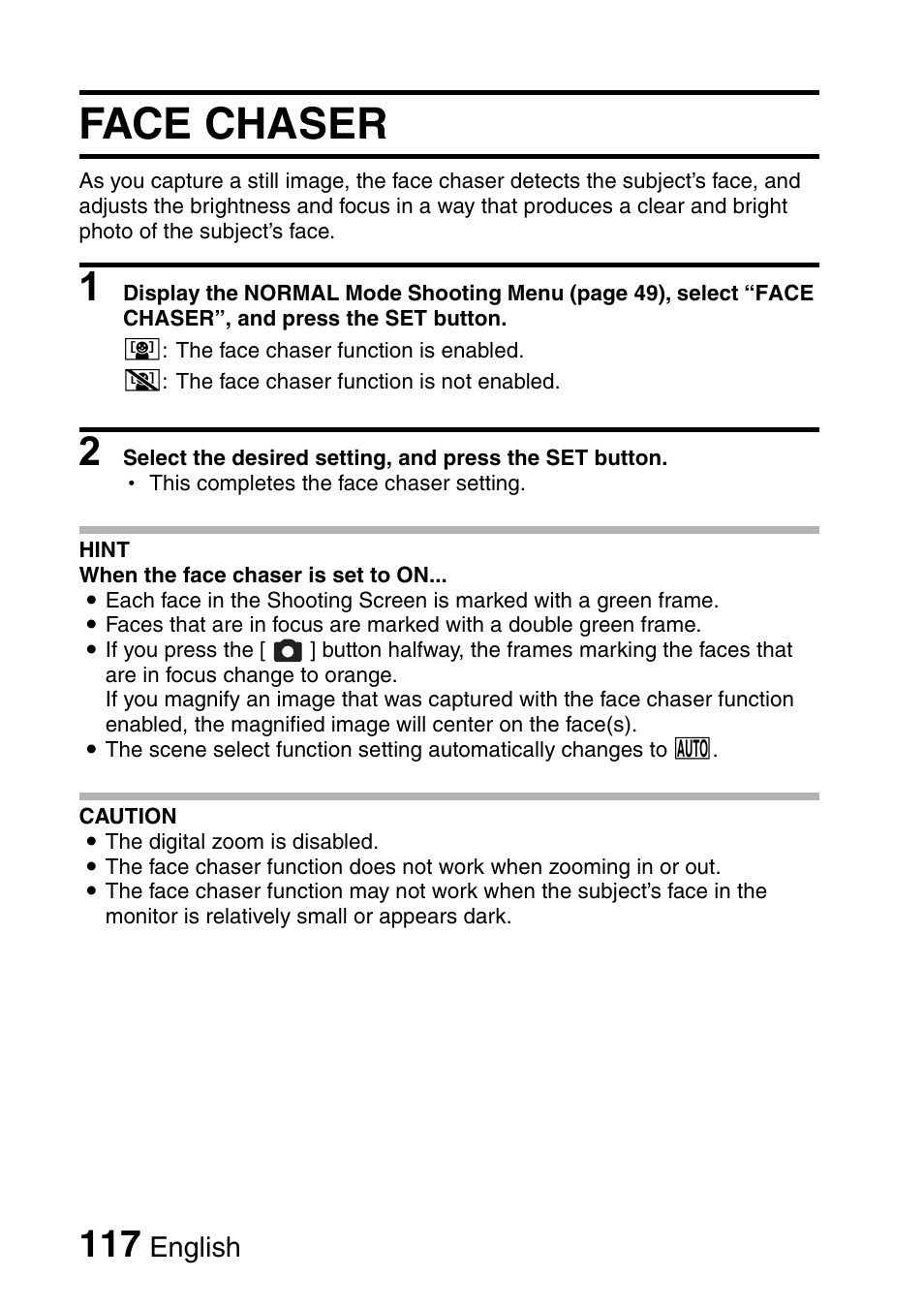 Face chaser | Sanyo Xacti VPC-HD1000 User Manual | Page 134 / 243