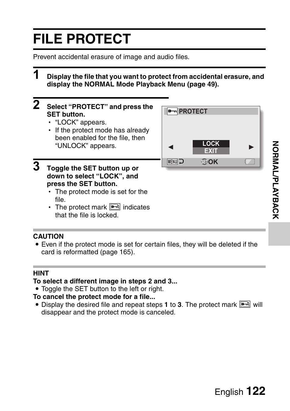 File protect | Sanyo Xacti VPC-HD1000 User Manual | Page 139 / 243