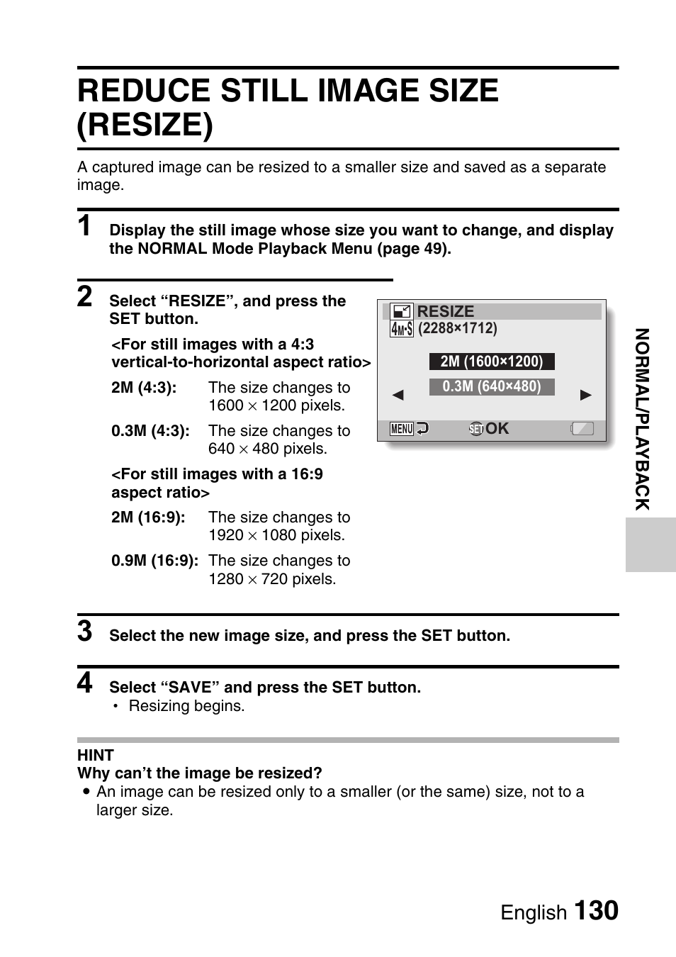 Reduce still image size (resize), English | Sanyo Xacti VPC-HD1000 User Manual | Page 147 / 243