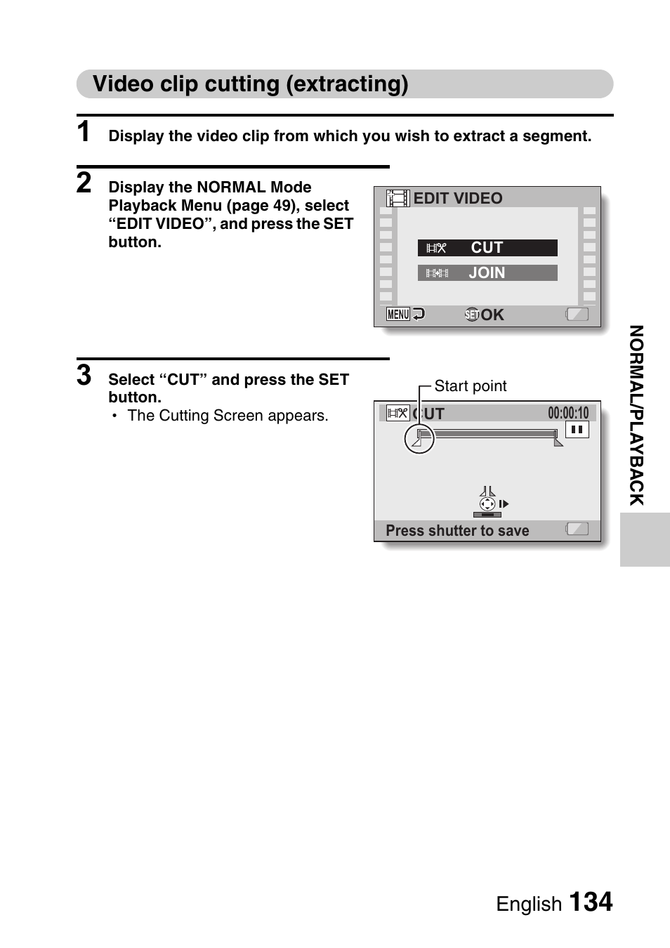 Video clip cutting (extracting) | Sanyo Xacti VPC-HD1000 User Manual | Page 151 / 243