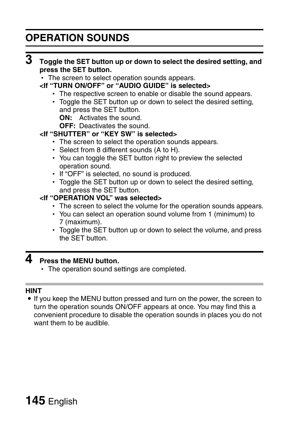 Operation sounds, English | Sanyo Xacti VPC-HD1000 User Manual | Page 162 / 243