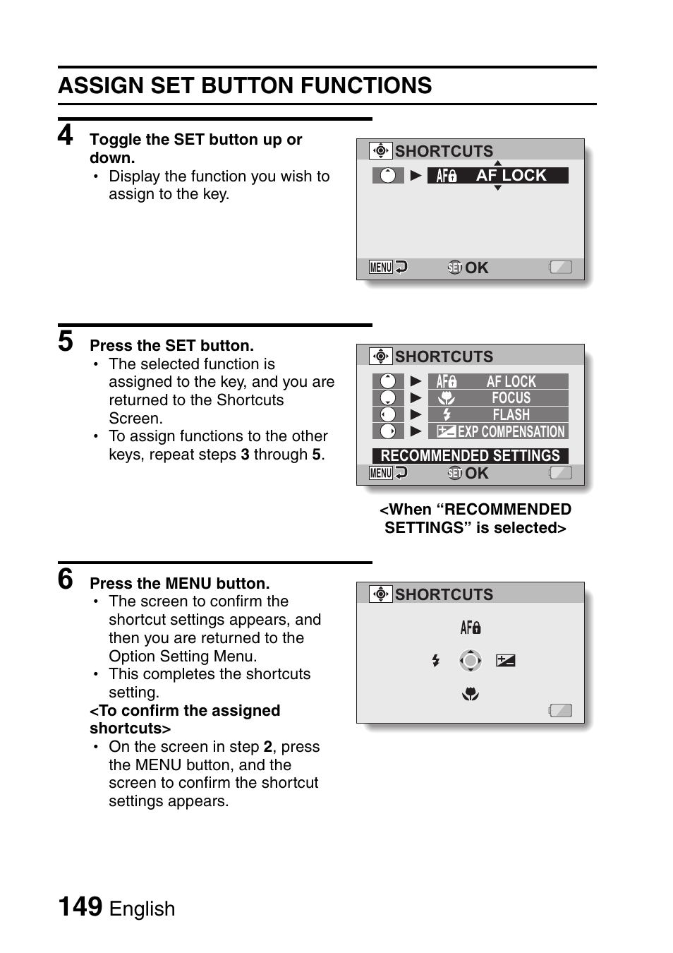 Assign set button functions, English | Sanyo Xacti VPC-HD1000 User Manual | Page 166 / 243