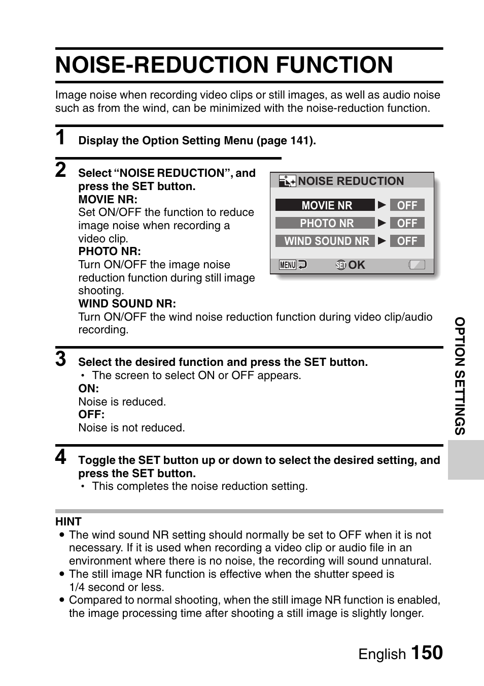 Noise-reduction function | Sanyo Xacti VPC-HD1000 User Manual | Page 167 / 243