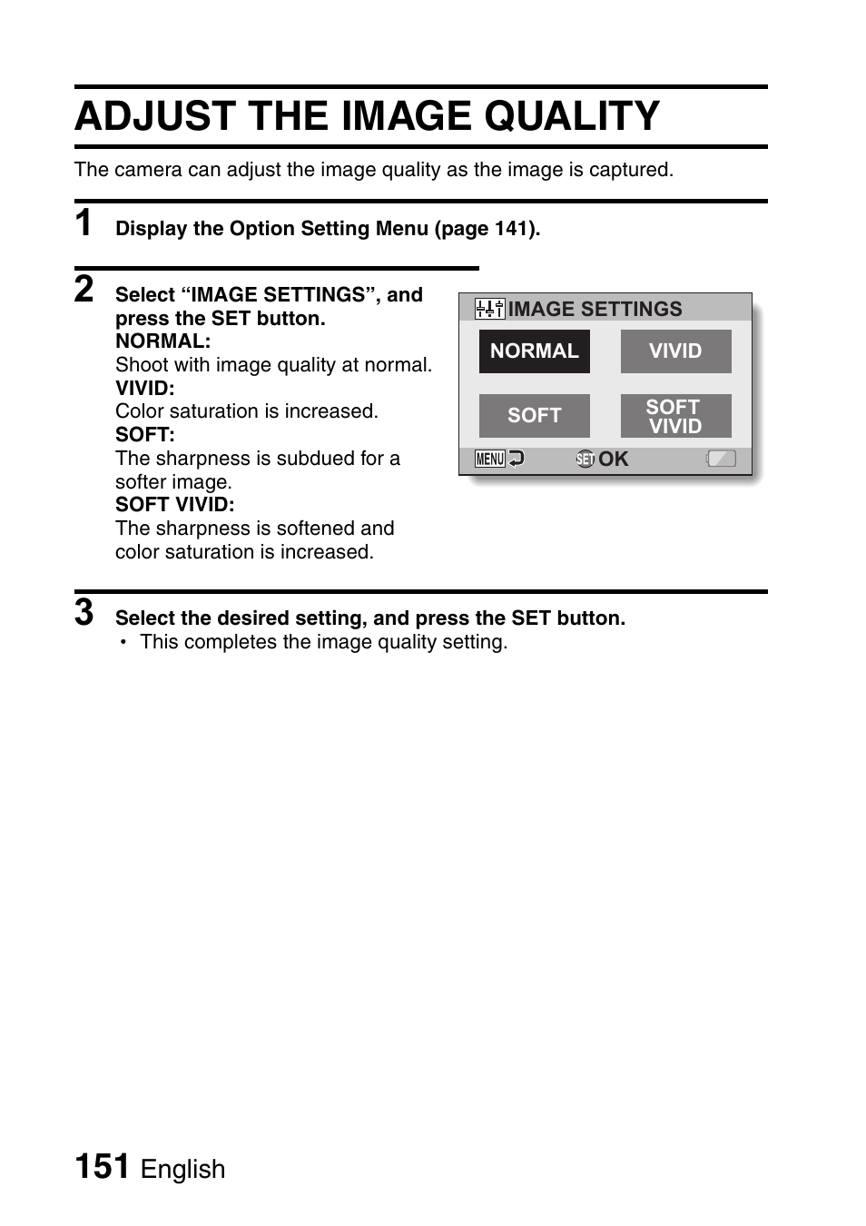 Adjust the image quality | Sanyo Xacti VPC-HD1000 User Manual | Page 168 / 243