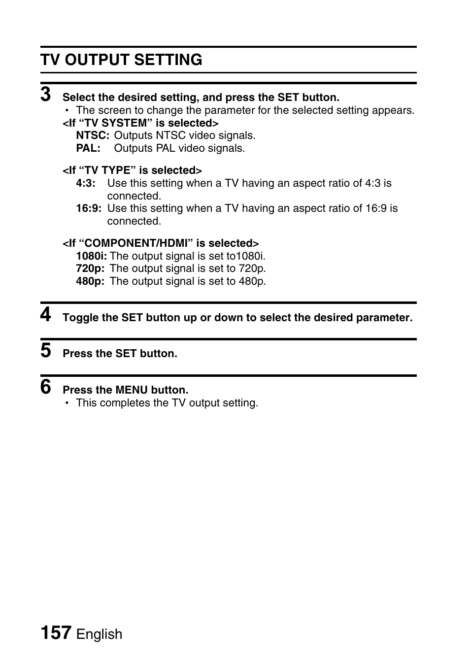Tv output setting | Sanyo Xacti VPC-HD1000 User Manual | Page 174 / 243