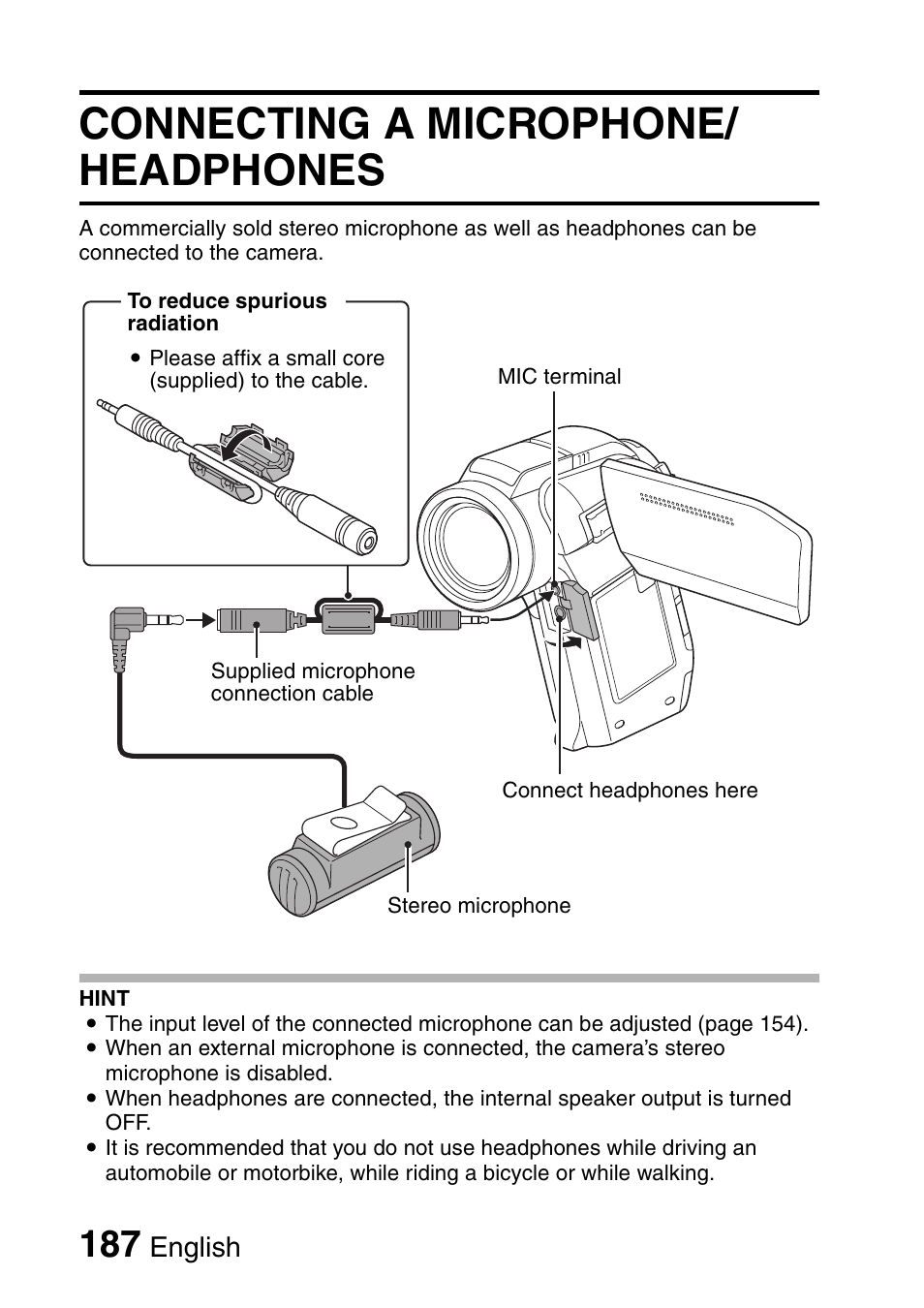 Connecting a microphone/ headphones, English | Sanyo Xacti VPC-HD1000 User Manual | Page 204 / 243