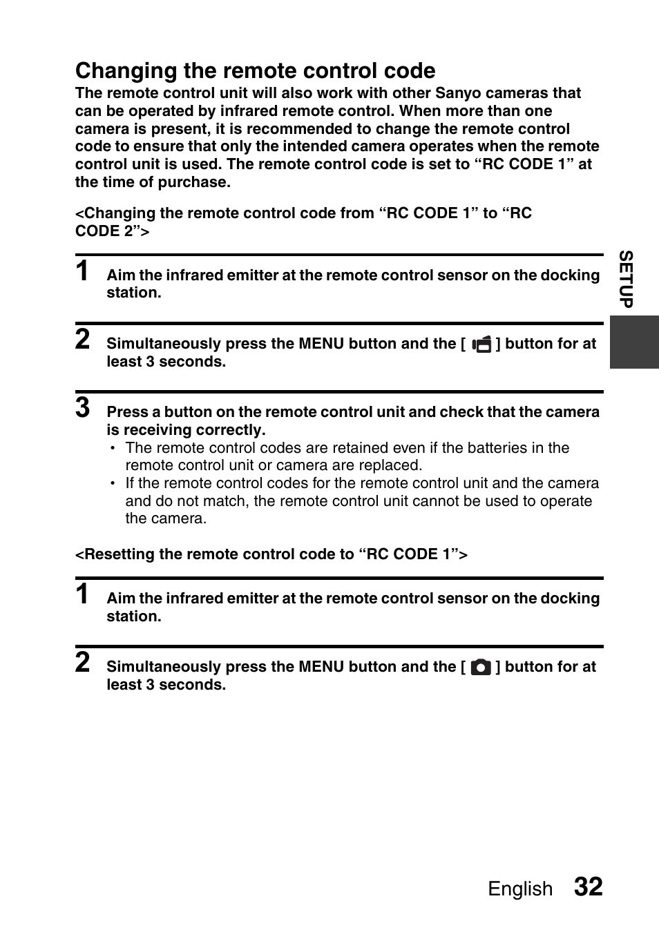 Changing the remote control code | Sanyo Xacti VPC-HD1000 User Manual | Page 49 / 243
