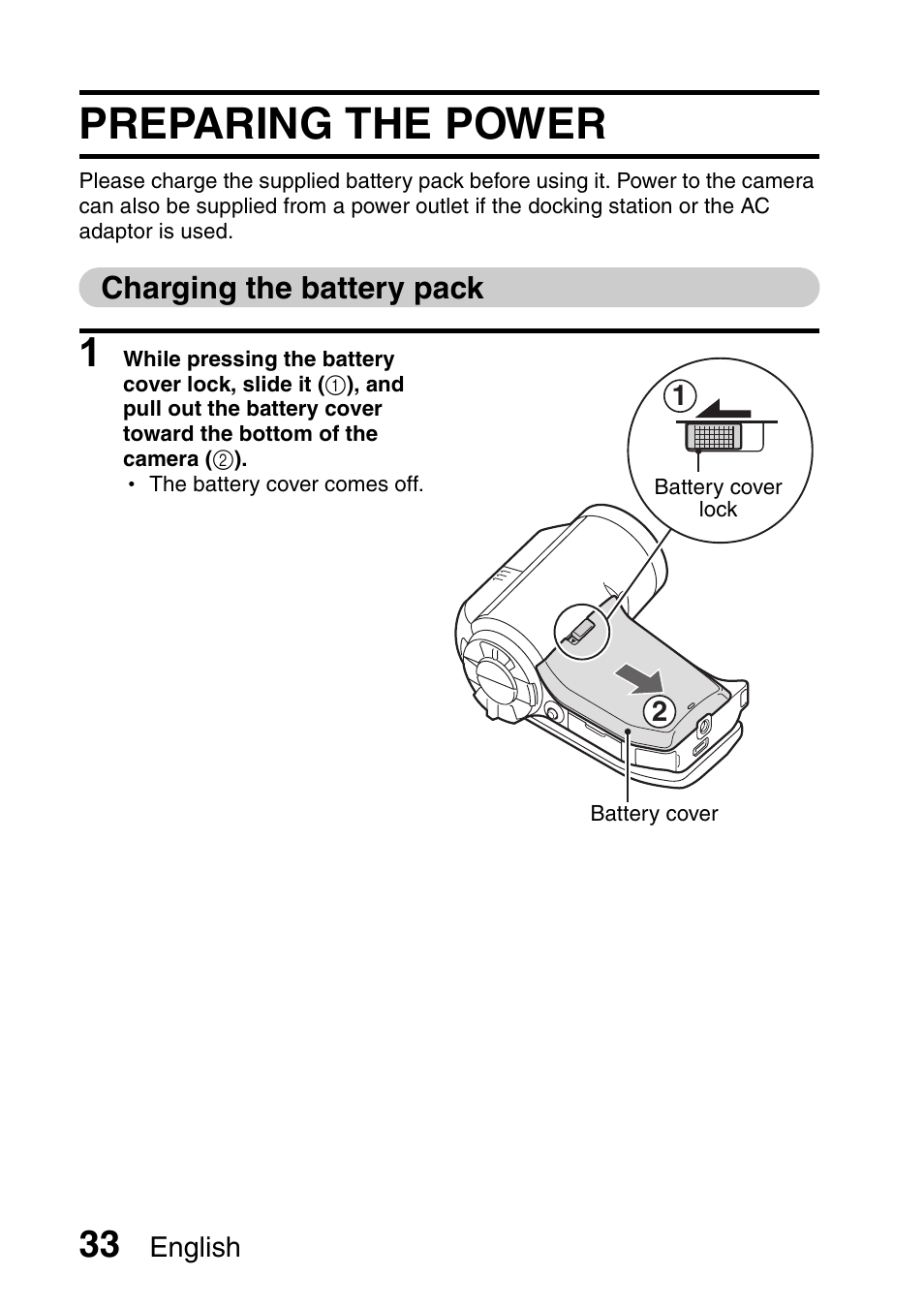 Preparing the power | Sanyo Xacti VPC-HD1000 User Manual | Page 50 / 243