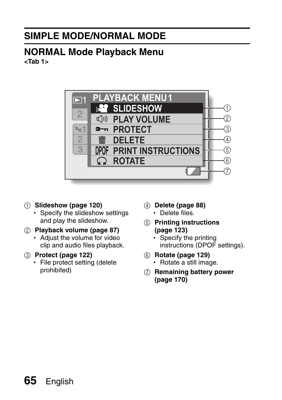 Simple mode/normal mode normal mode playback menu | Sanyo Xacti VPC-HD1000 User Manual | Page 82 / 243