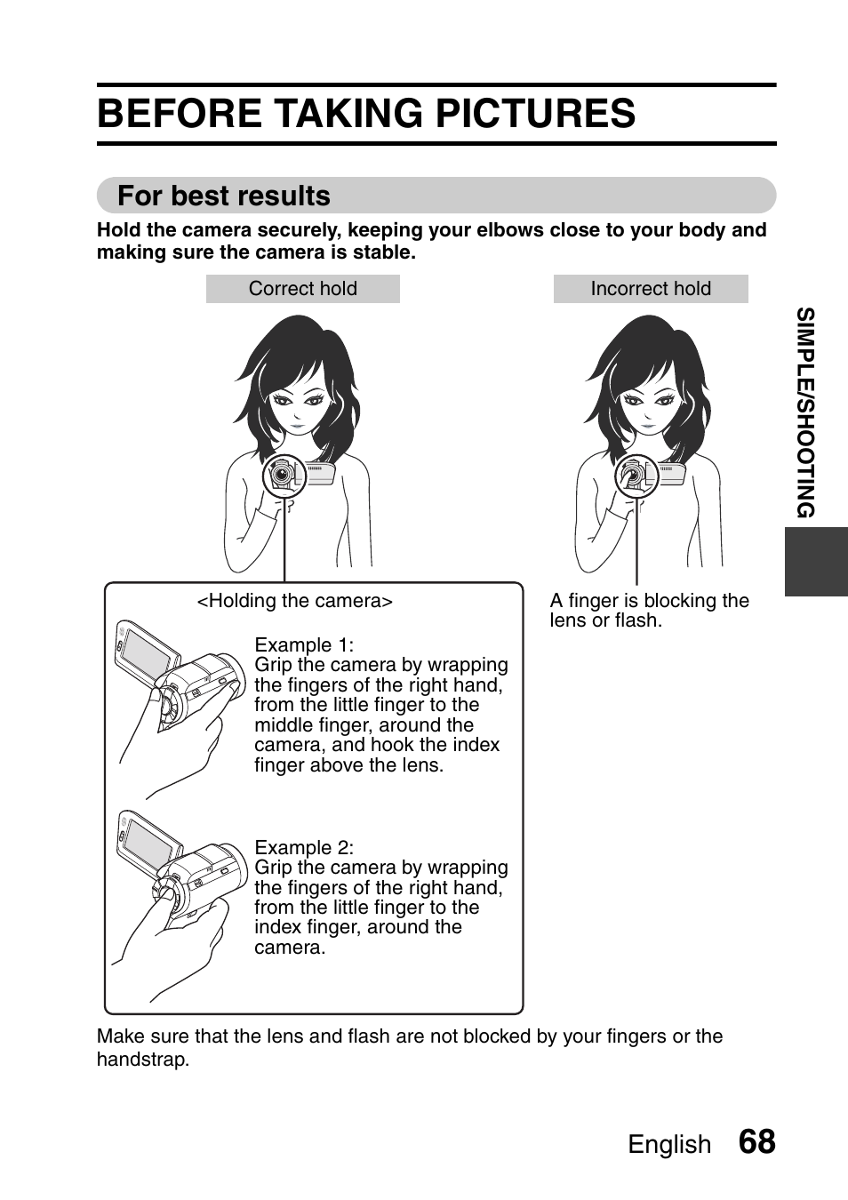 Before taking pictures, For best results, English | Sanyo Xacti VPC-HD1000 User Manual | Page 85 / 243