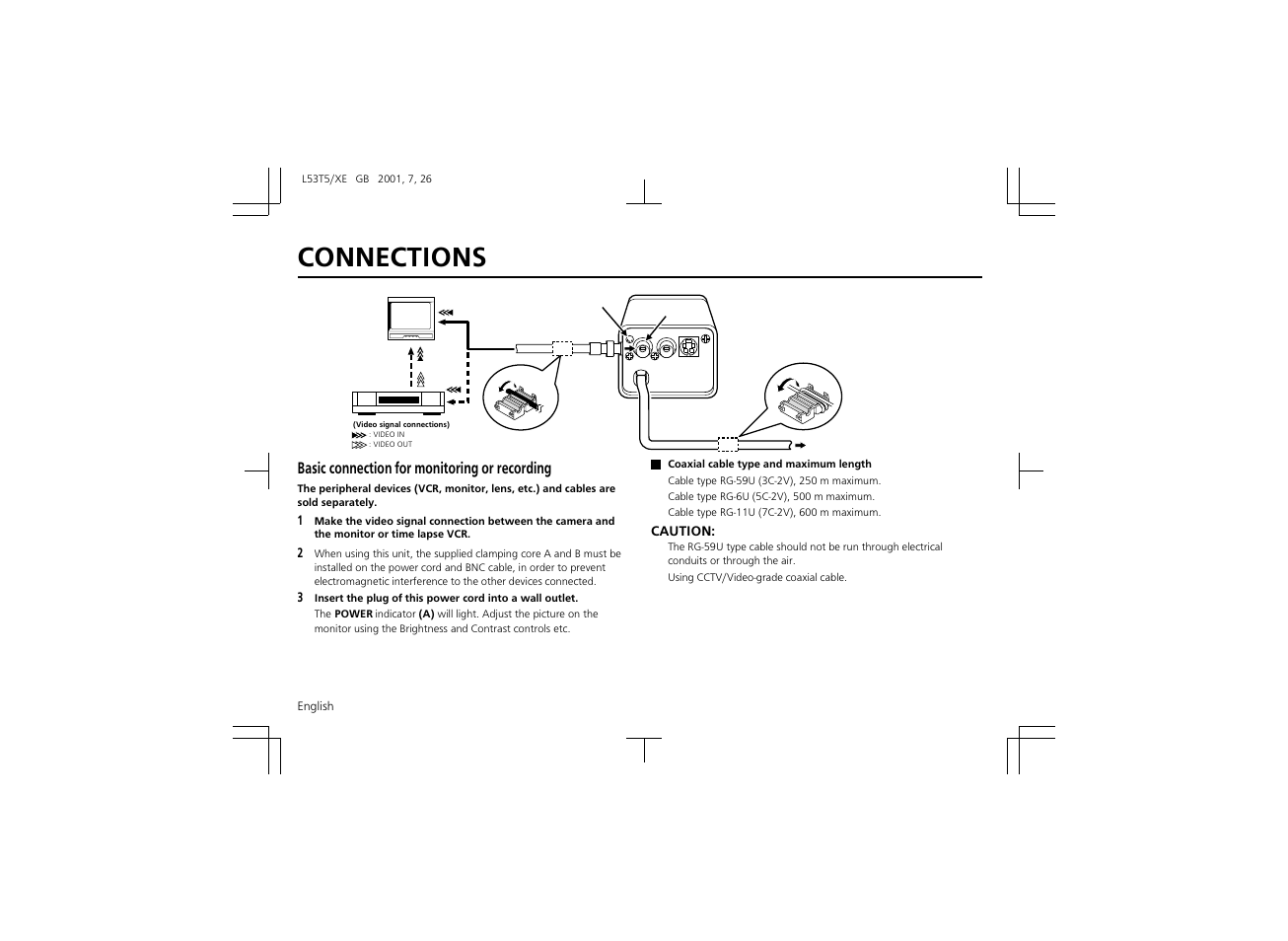 Connections | Sanyo VCC-6570P User Manual | Page 10 / 20