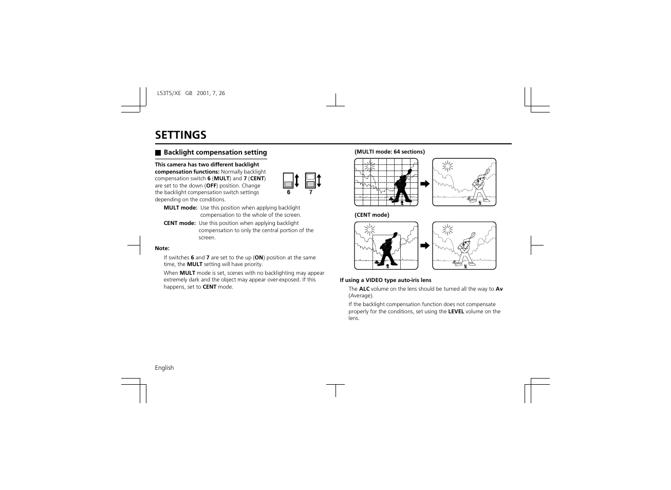 Settings | Sanyo VCC-6570P User Manual | Page 14 / 20