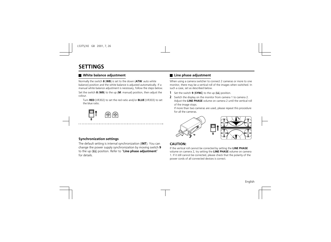 Settings | Sanyo VCC-6570P User Manual | Page 15 / 20