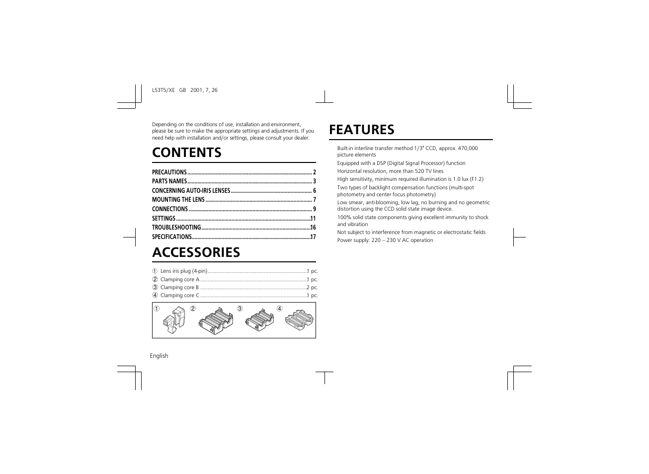 Sanyo VCC-6570P User Manual | Page 2 / 20
