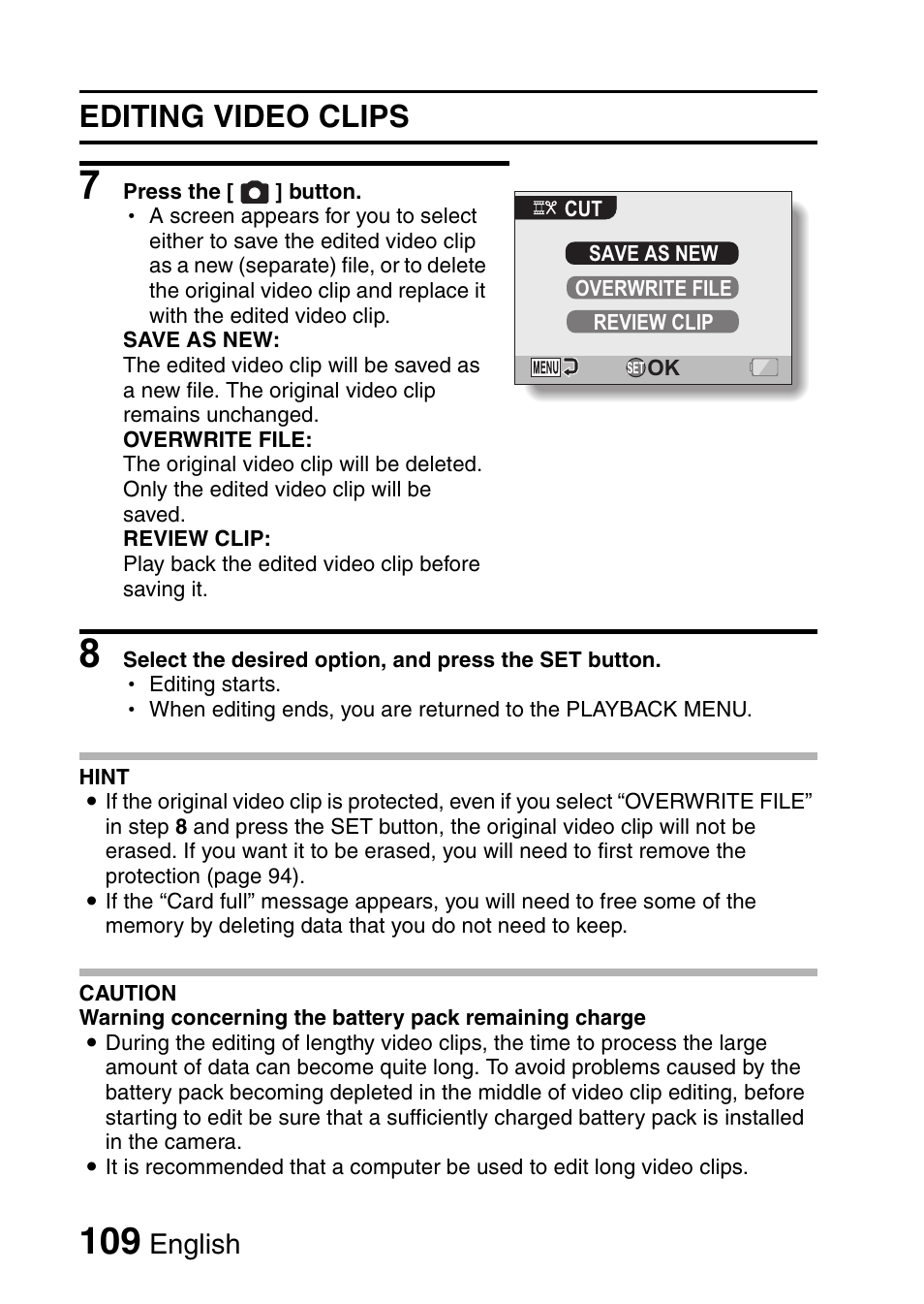 Editing video clips, English | Sanyo VPC-CG65PX. User Manual | Page 123 / 206
