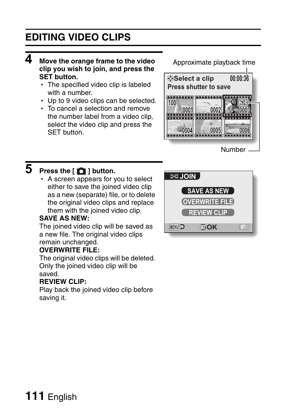 Editing video clips, English | Sanyo VPC-CG65PX. User Manual | Page 125 / 206