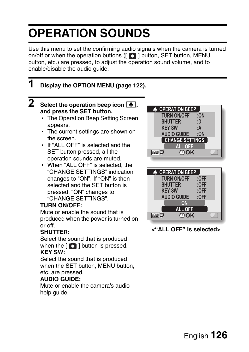 Operation sounds, English | Sanyo VPC-CG65PX. User Manual | Page 140 / 206