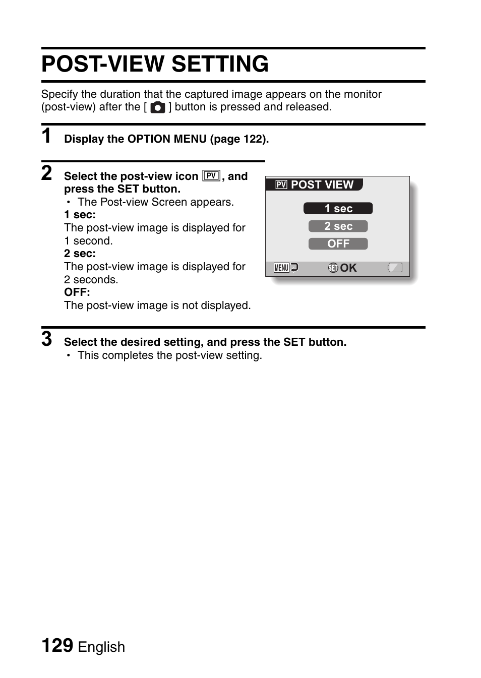 Post-view setting | Sanyo VPC-CG65PX. User Manual | Page 143 / 206