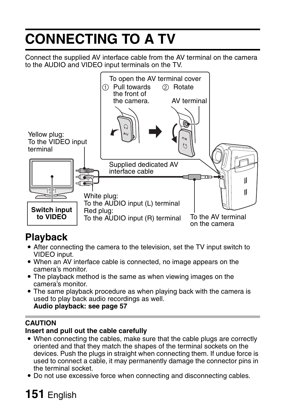 Connecting to a tv, Playback, English | Sanyo VPC-CG65PX. User Manual | Page 165 / 206