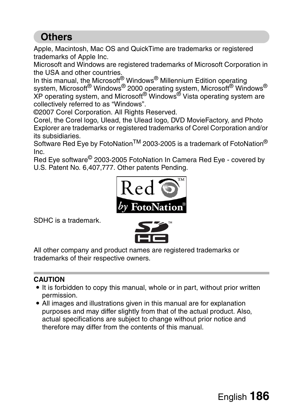 Others, English | Sanyo VPC-CG65PX. User Manual | Page 200 / 206