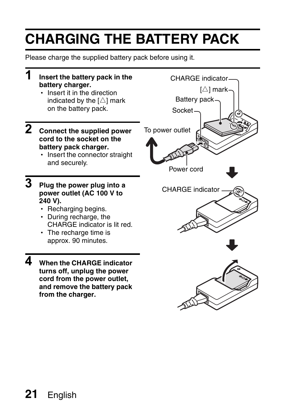 Charging the battery pack | Sanyo VPC-CG65PX. User Manual | Page 35 / 206