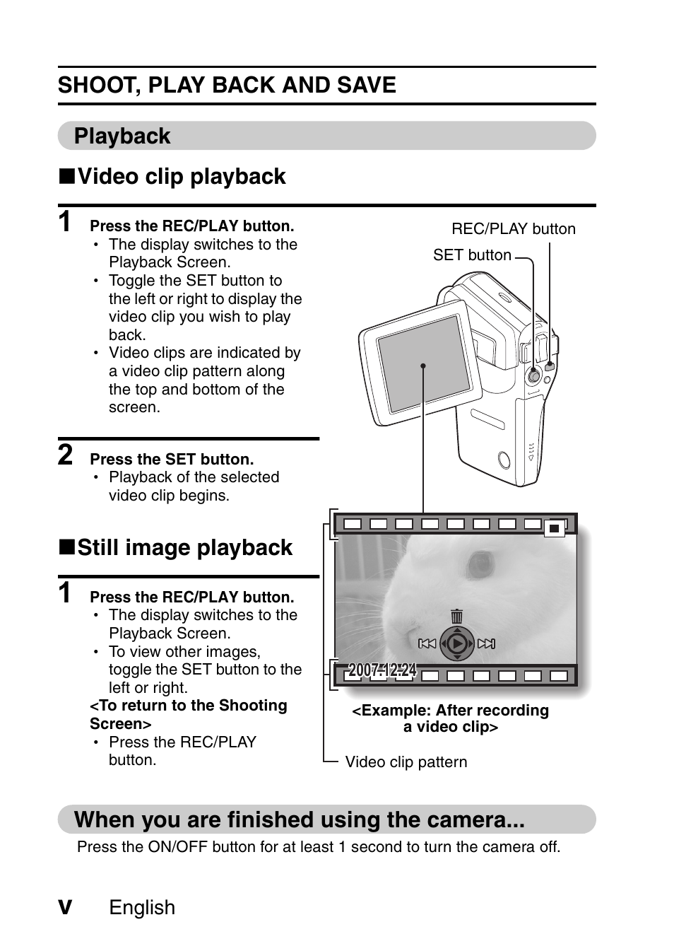 K still image playback, When you are finished using the camera | Sanyo VPC-CG65PX. User Manual | Page 6 / 206