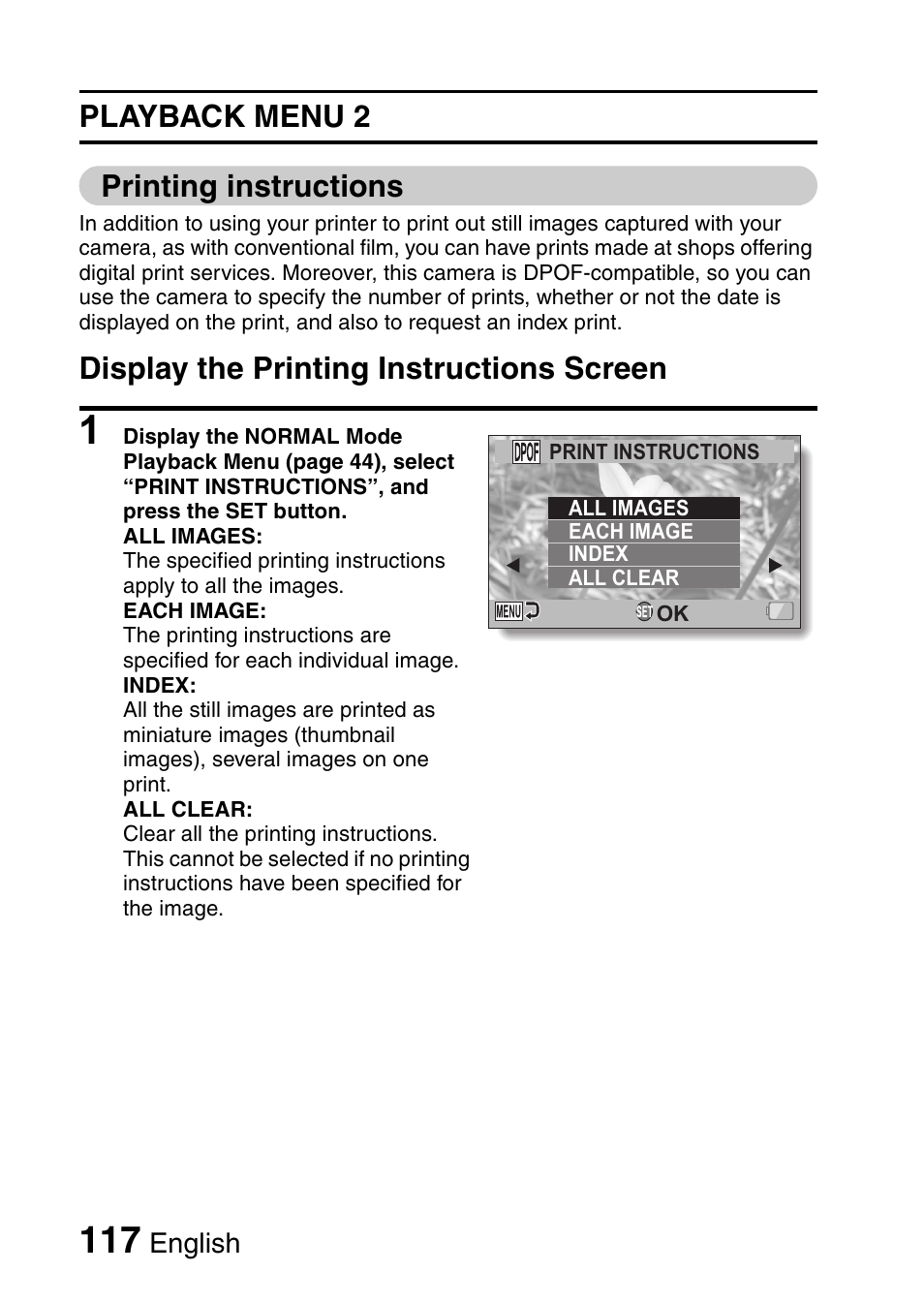 Playback menu 2 printing instructions, Display the printing instructions screen | Sanyo VPC-FH1EX User Manual | Page 138 / 211