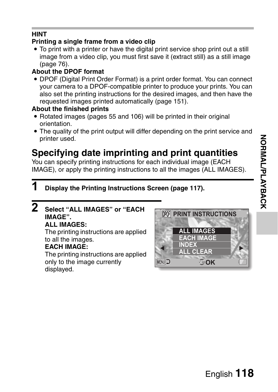 Specifying date imprinting and print quantities, English | Sanyo VPC-FH1EX User Manual | Page 139 / 211