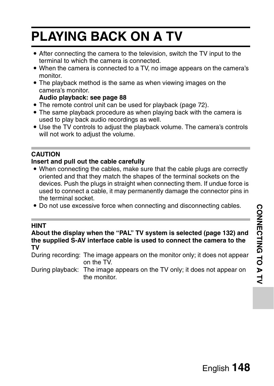Playing back on a tv, English | Sanyo VPC-FH1EX User Manual | Page 169 / 211