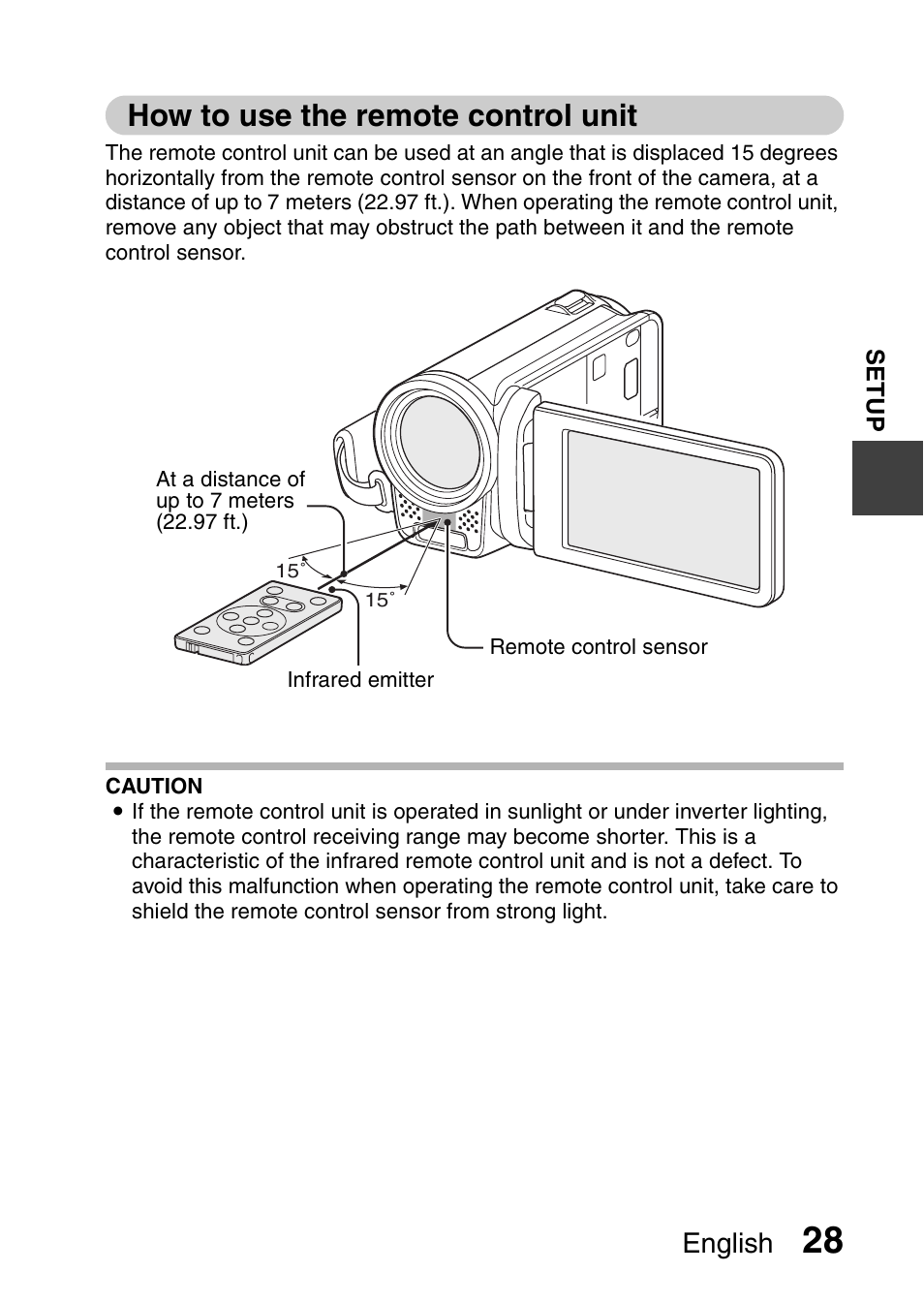 How to use the remote control unit, English | Sanyo VPC-FH1EX User Manual | Page 49 / 211