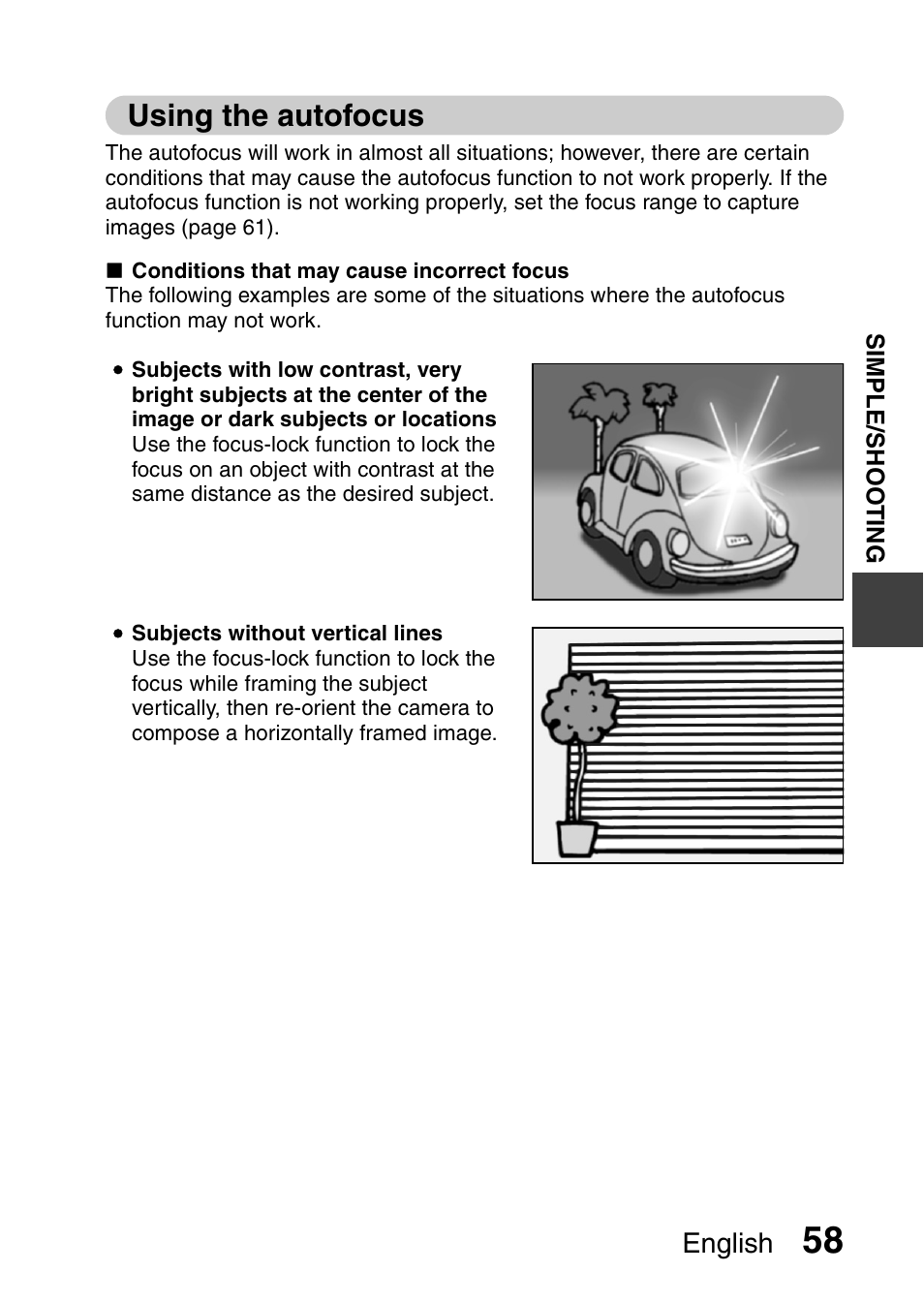 Using the autofocus, English | Sanyo VPC-FH1EX User Manual | Page 79 / 211